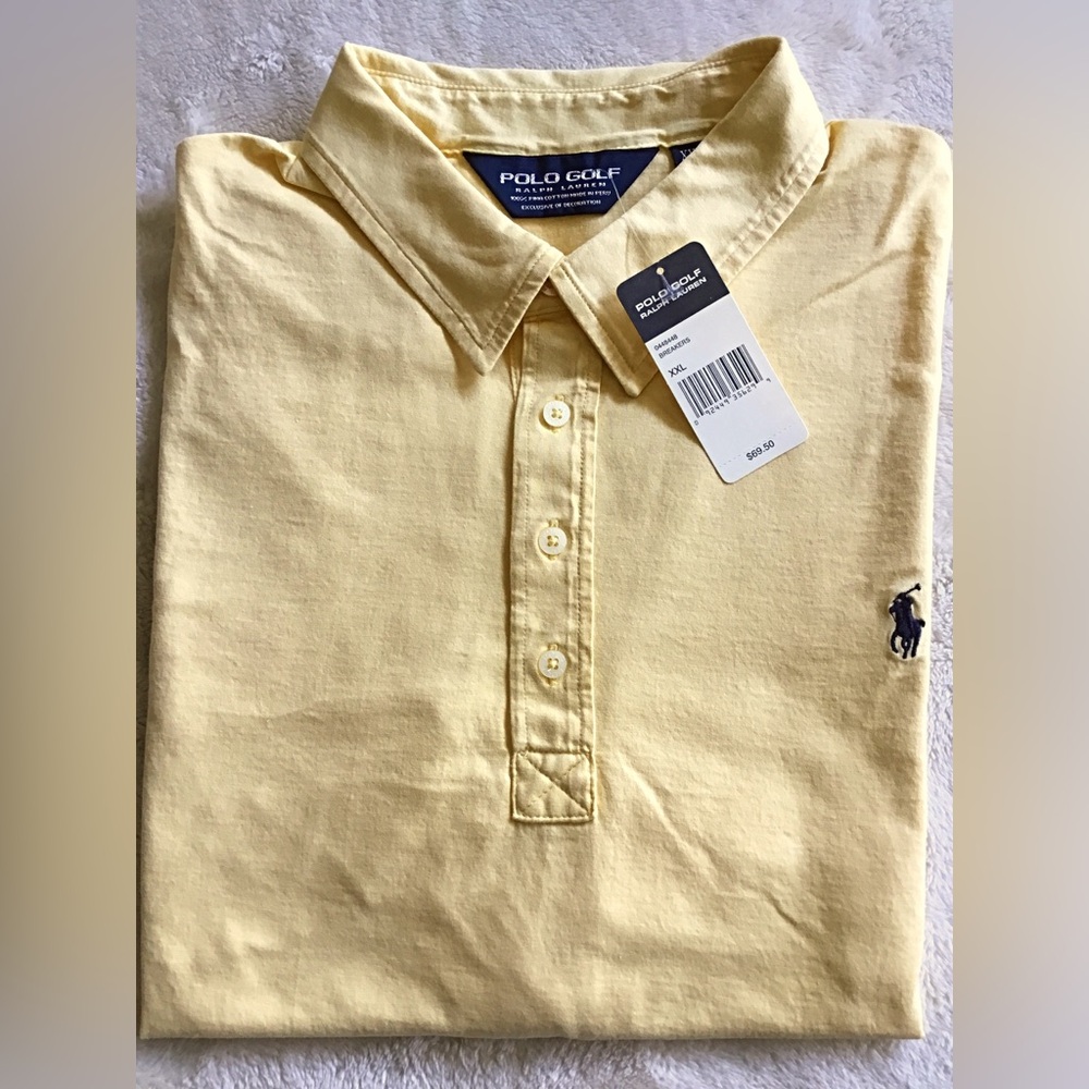 Polo by Ralph Lauren Golf Hampton Yellow Polo Golf Shirt with Navy Pony